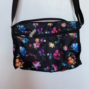 AUTHENTIC Black floral LeSportsac crossbody